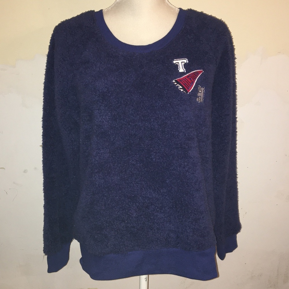 Tommy Hilfiger Crew Neck Fuzzy Varsity Sweatshirt